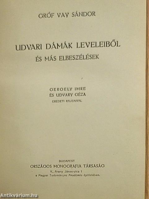 Gróf Vay Sándor munkái V.