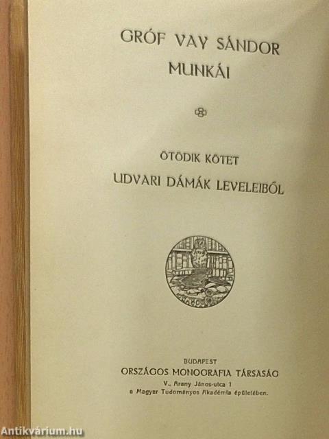 Gróf Vay Sándor munkái V.
