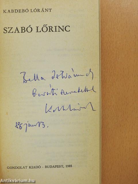 Szabó Lőrinc (dedikált példány)