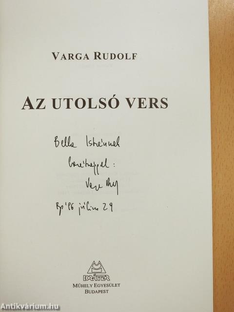 Az utolsó vers (dedikált példány)