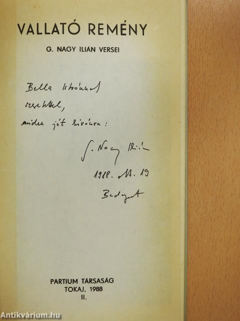 Vallató remény (dedikált példány)