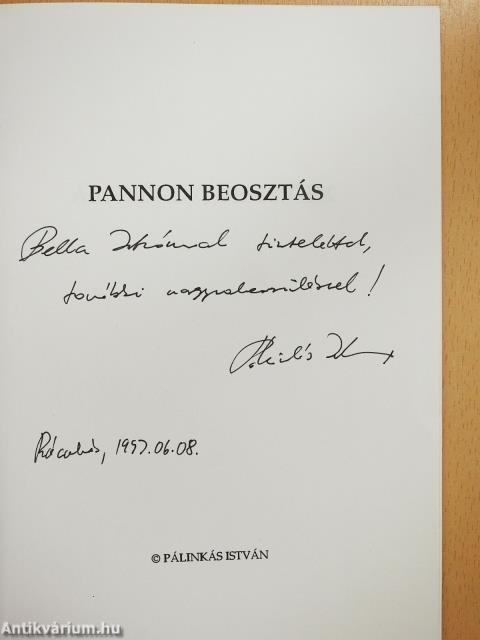 Pannon beosztás (dedikált példány)