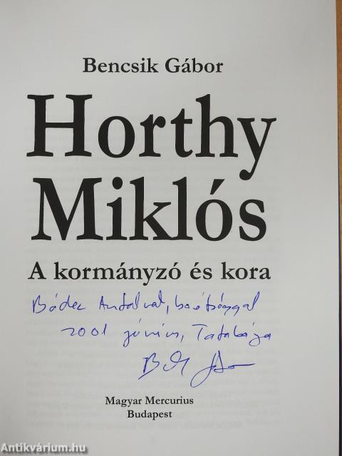 Horthy Miklós (dedikált példány)
