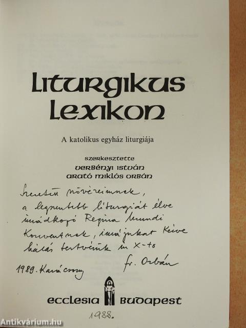 Liturgikus lexikon (dedikált példány)
