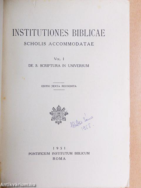 Institutiones Biblicae scholis accommodatae I.