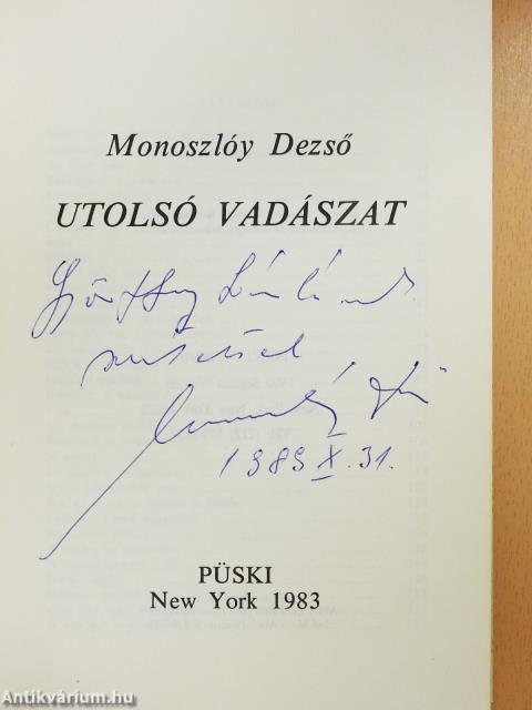 Utolsó vadászat (dedikált példány)