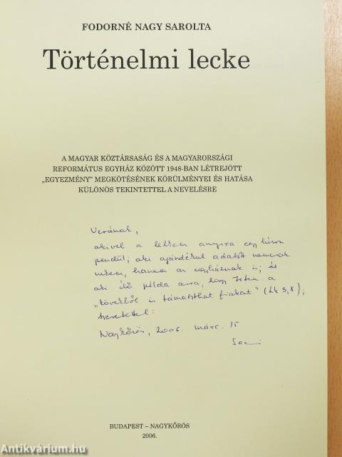 Történelmi lecke (dedikált példány)