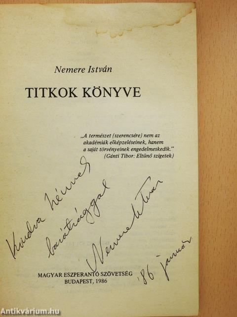 Titkok könyve (dedikált példány)