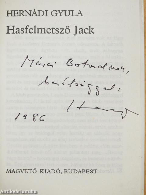 Hasfelmetsző Jack (dedikált példány)