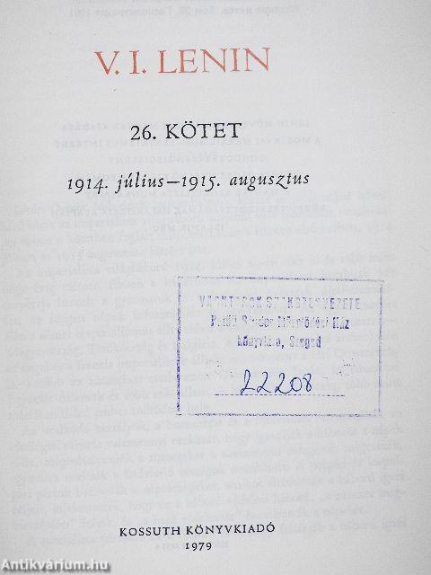 V. I. Lenin összes művei 26.
