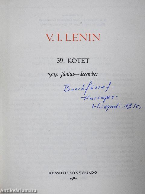 V. I. Lenin összes művei 39.