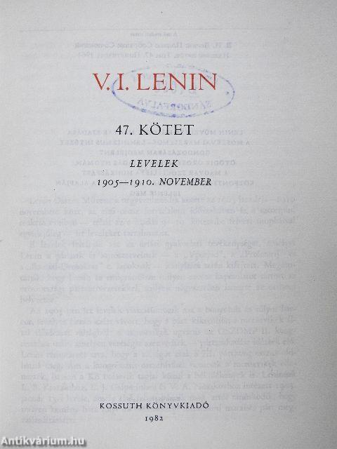 V. I. Lenin összes művei 47.