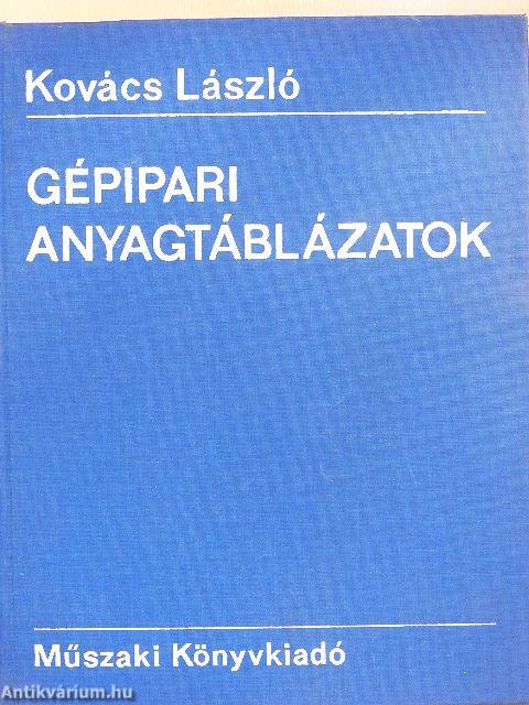 Gépipari anyagtáblázatok