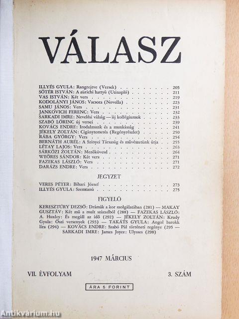 Válasz 1947. március