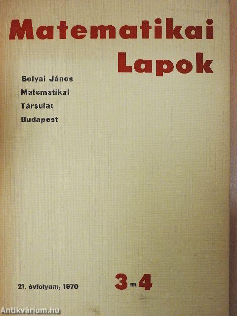 Matematikai Lapok 1970/3-4.