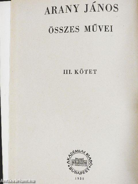 Arany János összes művei III.