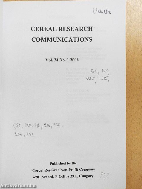 Cereal Research Communications 2006/1. I-II.