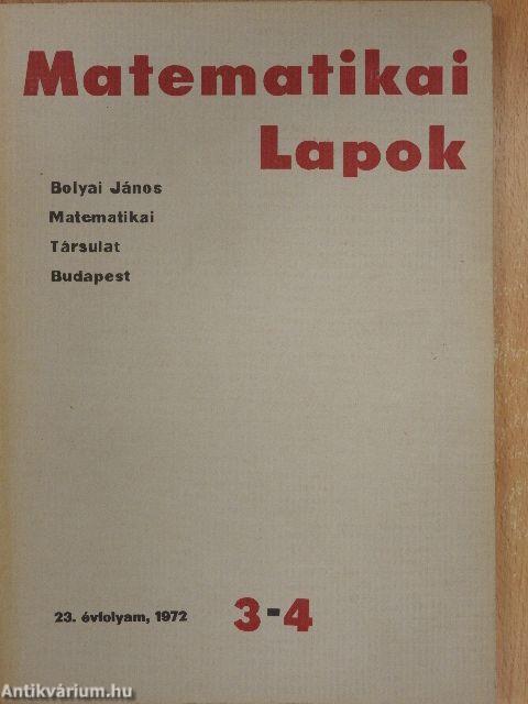 Matematikai Lapok 1972/3-4.