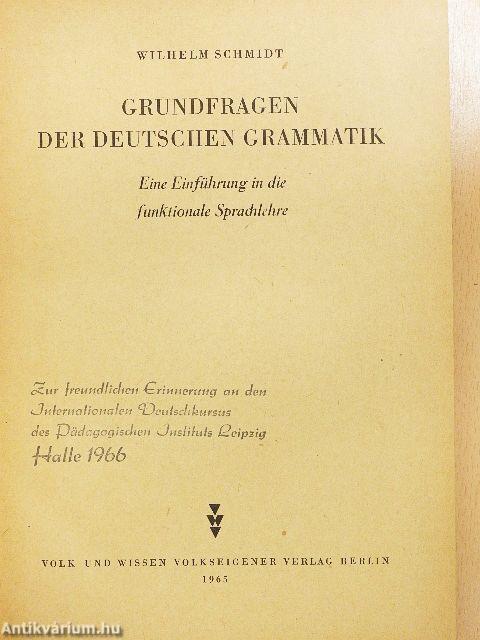 Grundfragen der deutschen Grammatik