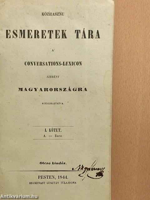 Közhasznu esmeretek tára I. (töredék)