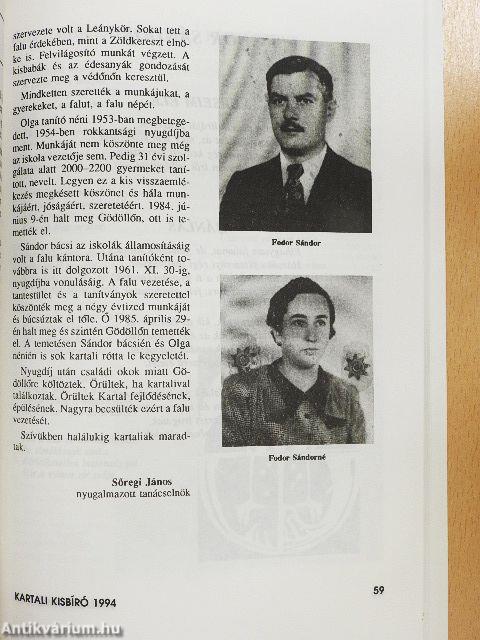 Kartali Kisbíró Kalendáriuma 1994