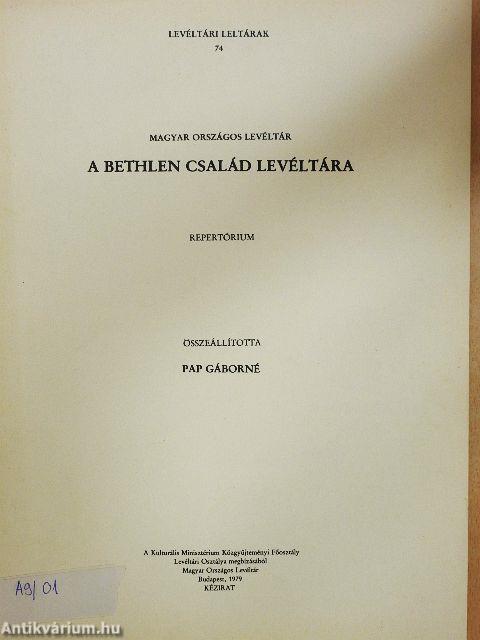 A Bethlen család levéltára
