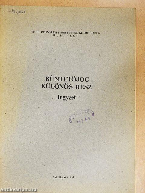 Büntetőjog különös rész