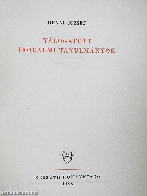 Válogatott irodalmi tanulmányok