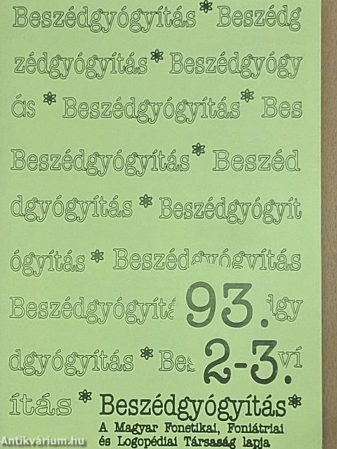 Beszédgyógyítás 1993/2-3.