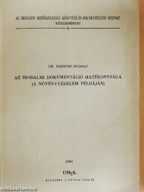 Az irodalmi dokumentáció hatékonysága (a növényvédelem példáján)