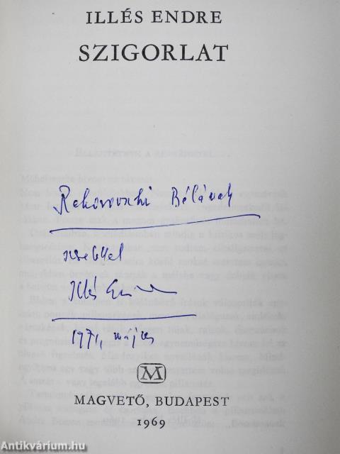 Szigorlat (dedikált példány)