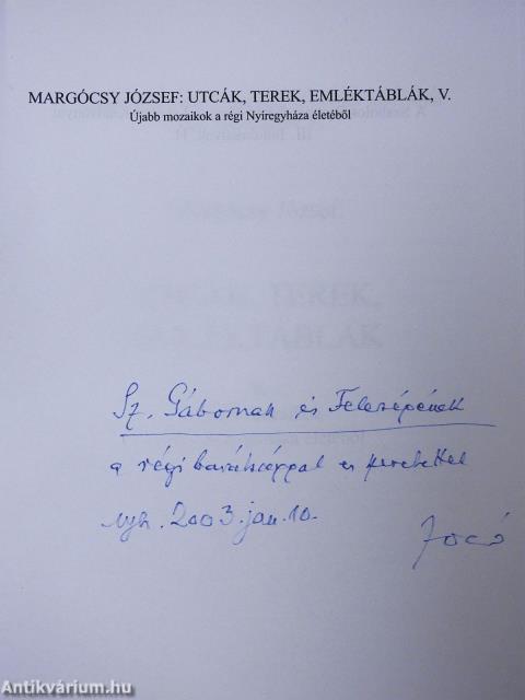 Utcák, terek, emléktáblák V. (dedikált példány)