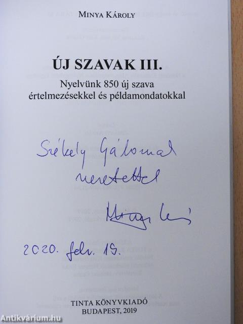 Új szavak III. (dedikált példány)
