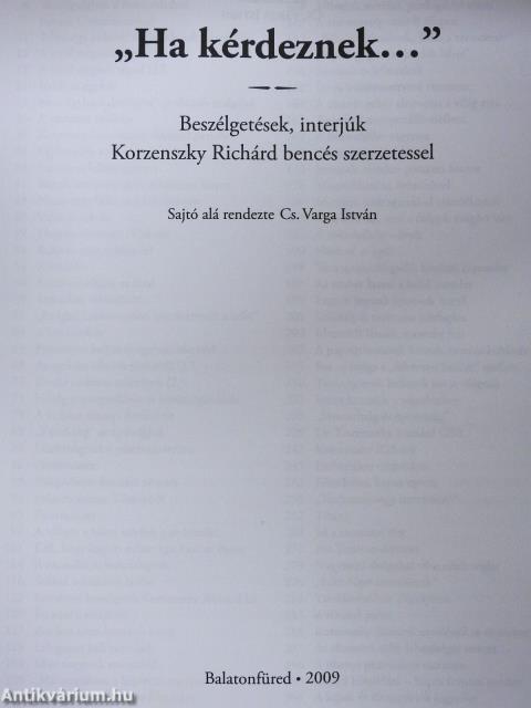 "Ha kérdeznek..." (dedikált példány)