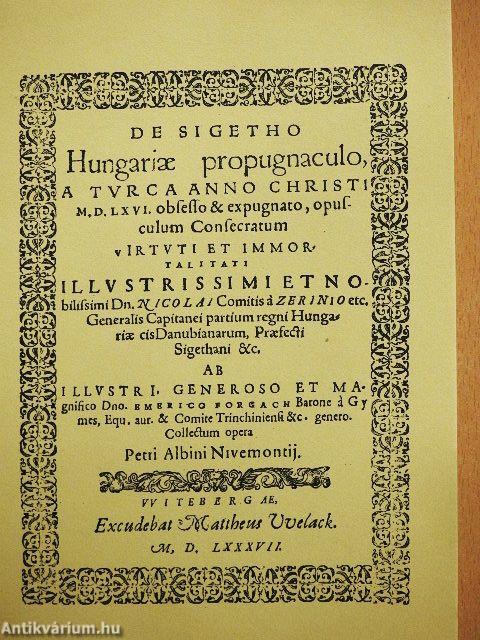 De Sigetho Hungariae propugnaculo