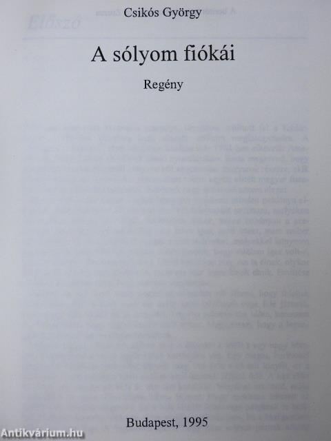 A sólyom fiókái (dedikált példány)