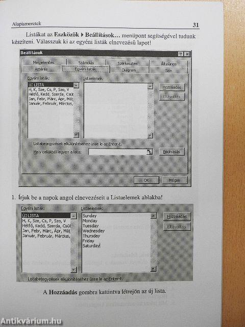 Táblázatkezelés MS Excel 97