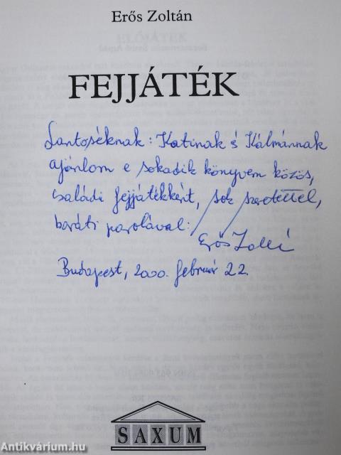 Fejjáték I. (dedikált példány)