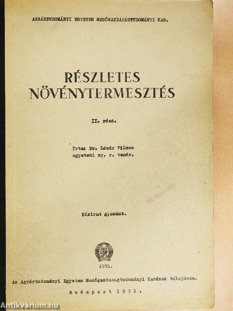 Részletes növénytermesztés II.