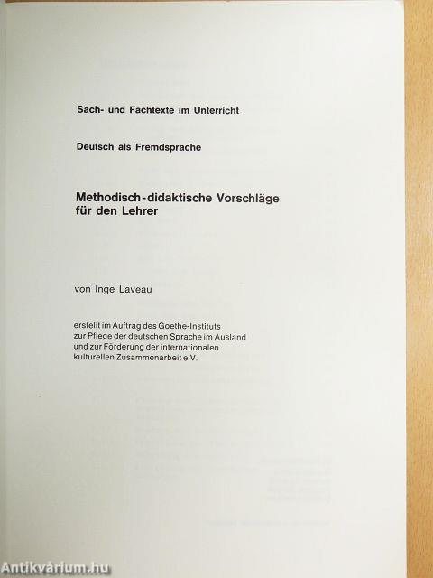Methodisch-didaktische Vorschläge für den Lehrer