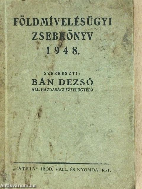 Földmívelésügyi zsebkönyv 1948.