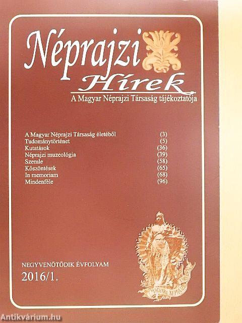 Néprajzi Hírek 2016/1.