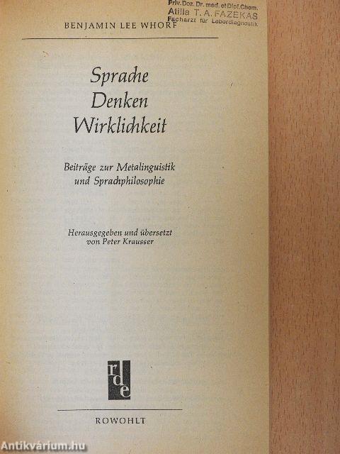 Sprache Denken Wirklichkeit