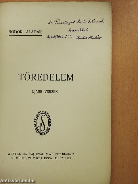 Töredelem (dedikált példány)