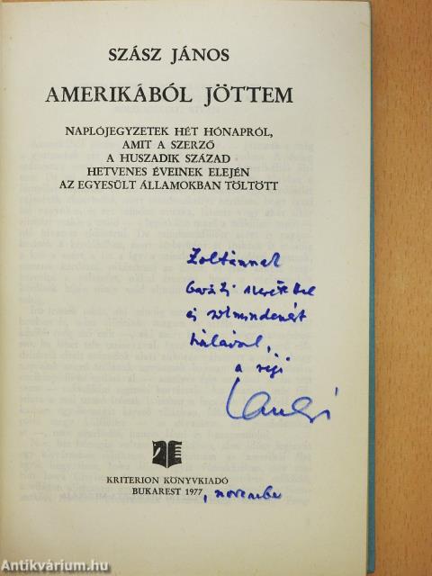 Amerikából jöttem (dedikált példány)