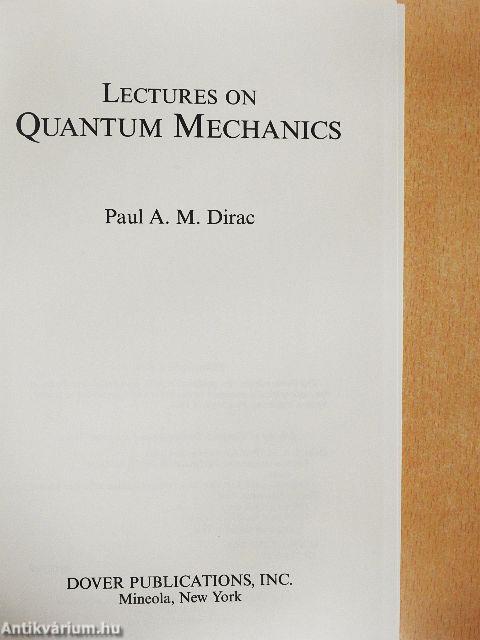 Lectures on Quantum Mechanics