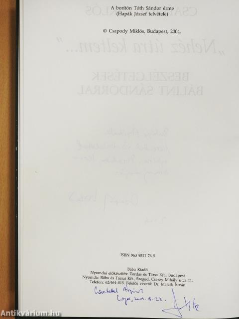 "Nehéz útra keltem..." (dedikált példány)