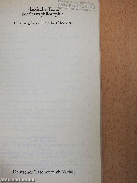 Klassische Texte der Staatsphilosophie