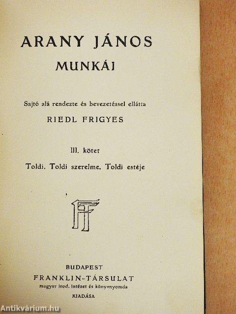 Arany János munkái III.