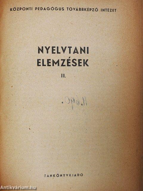 Nyelvtani elemzések I-II.